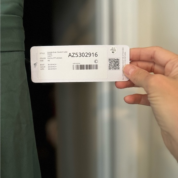 Azazie Eren satin eucalyptus one shoulder dress A6 - Picture 6 of 8